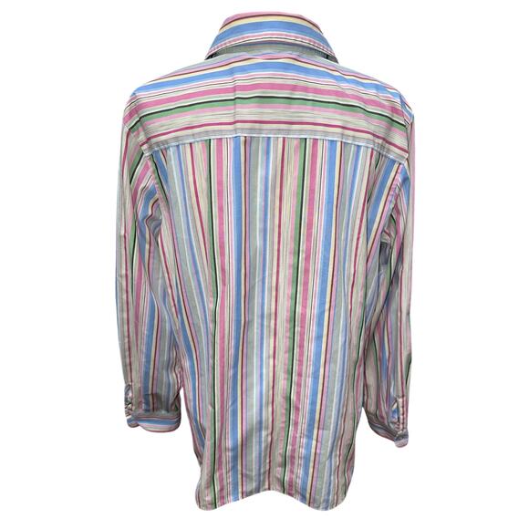 Foxcroft Shirt Button Up Wrinkle Free Long Sleeve Stripe 18 Classic Fit Casual - Picture 2 of 10